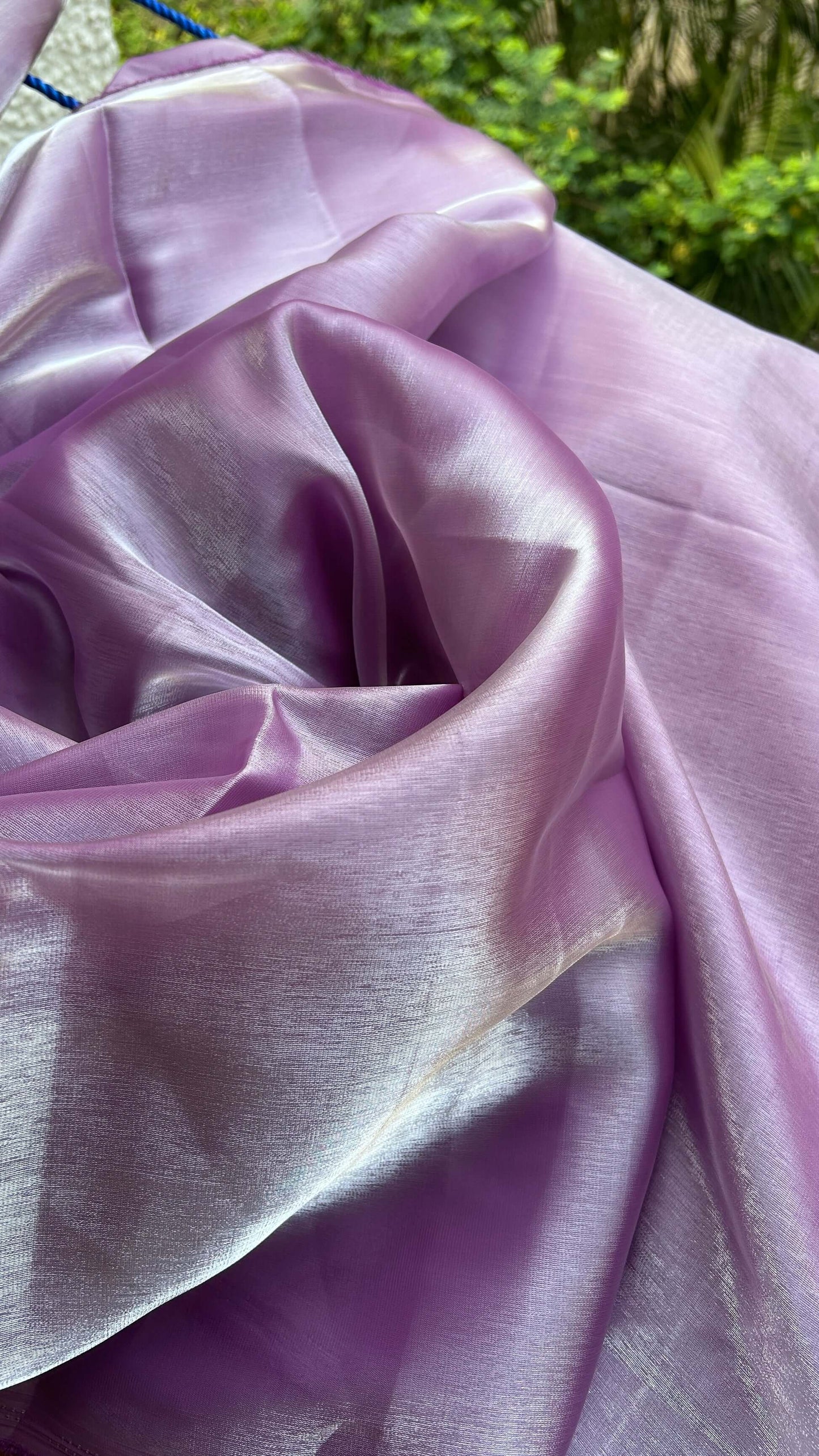 Sari en organza lavande argenté
