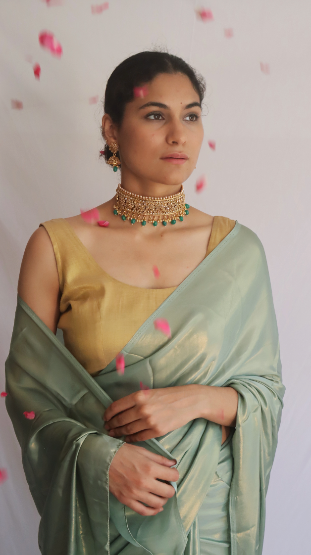 Teal Shimmer Saree - Label Anaira