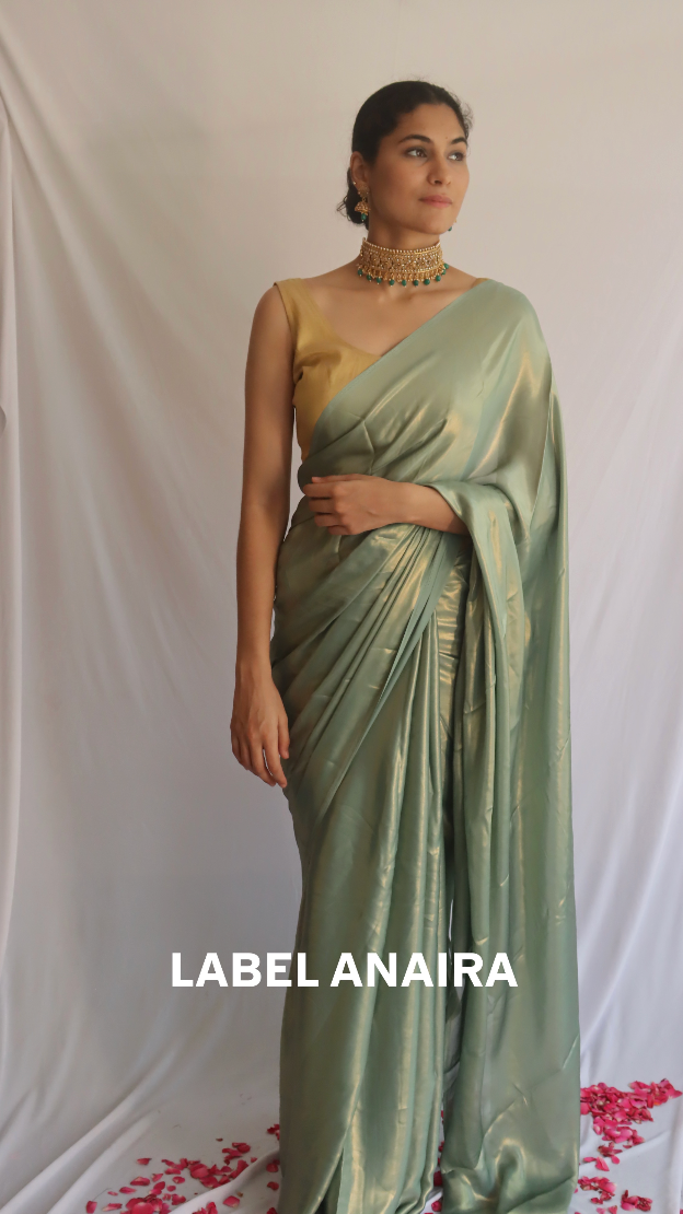 Teal Shimmer Saree - Label Anaira