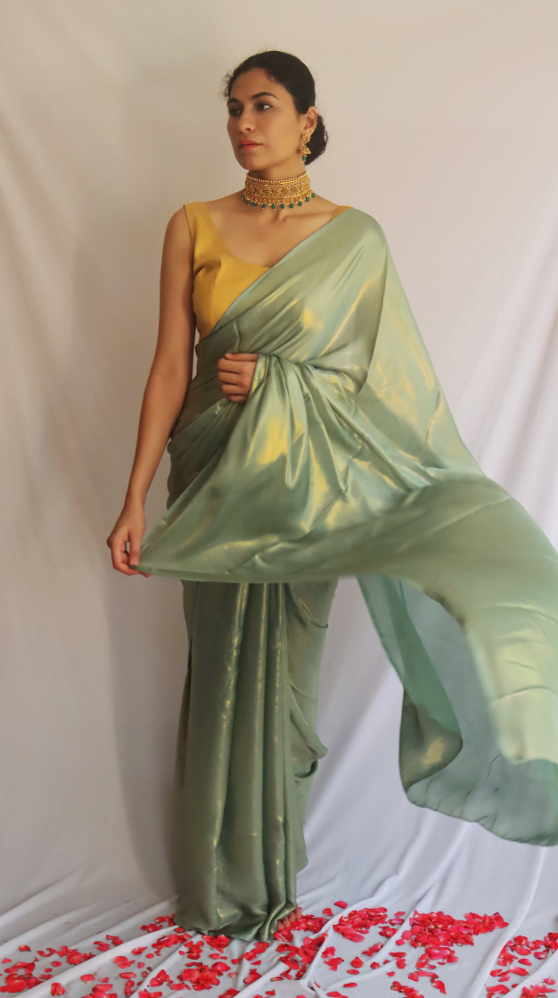Teal Shimmer Saree - Label Anaira