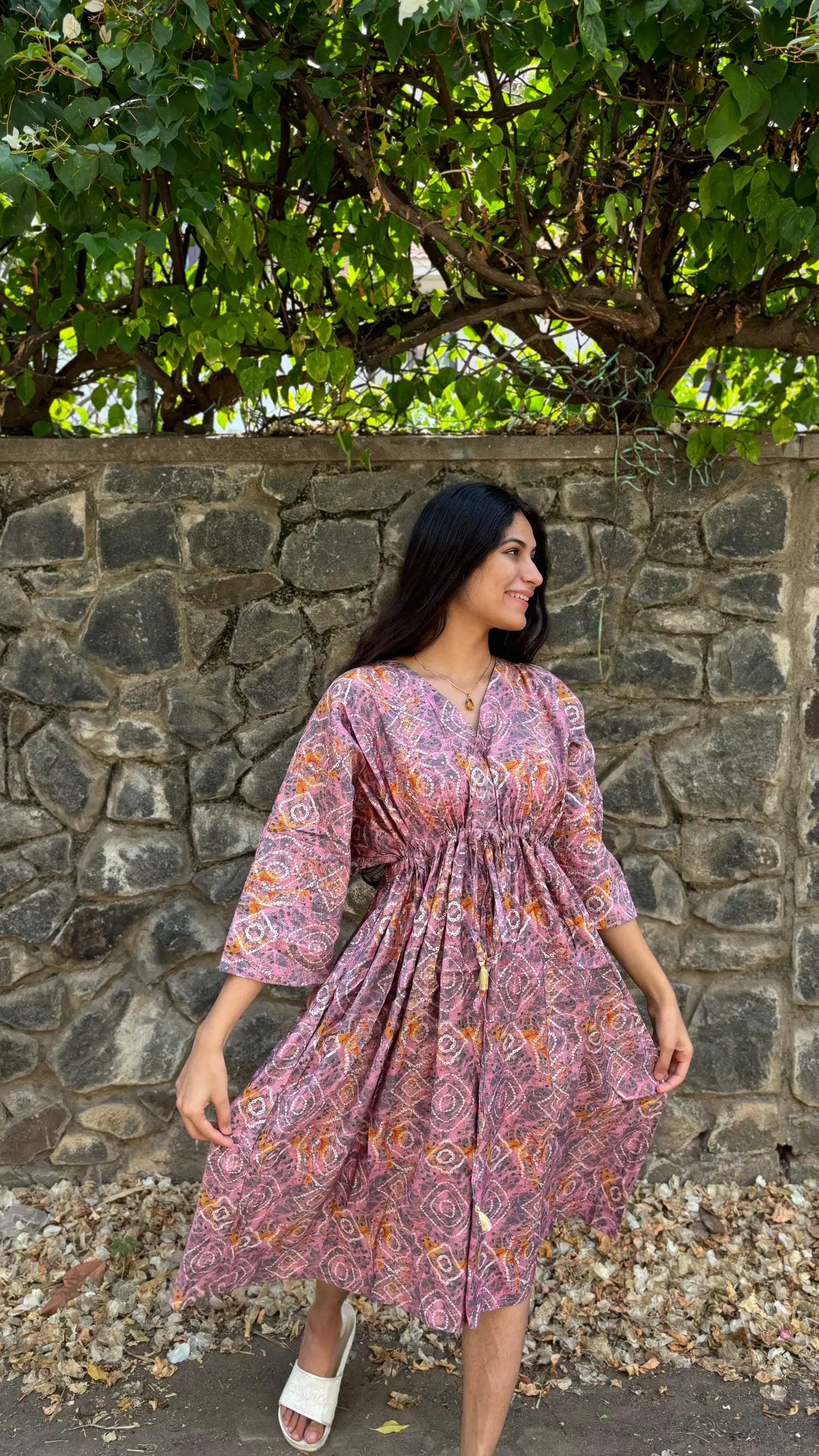 Free Size Dress With Pockets : Floral Blush