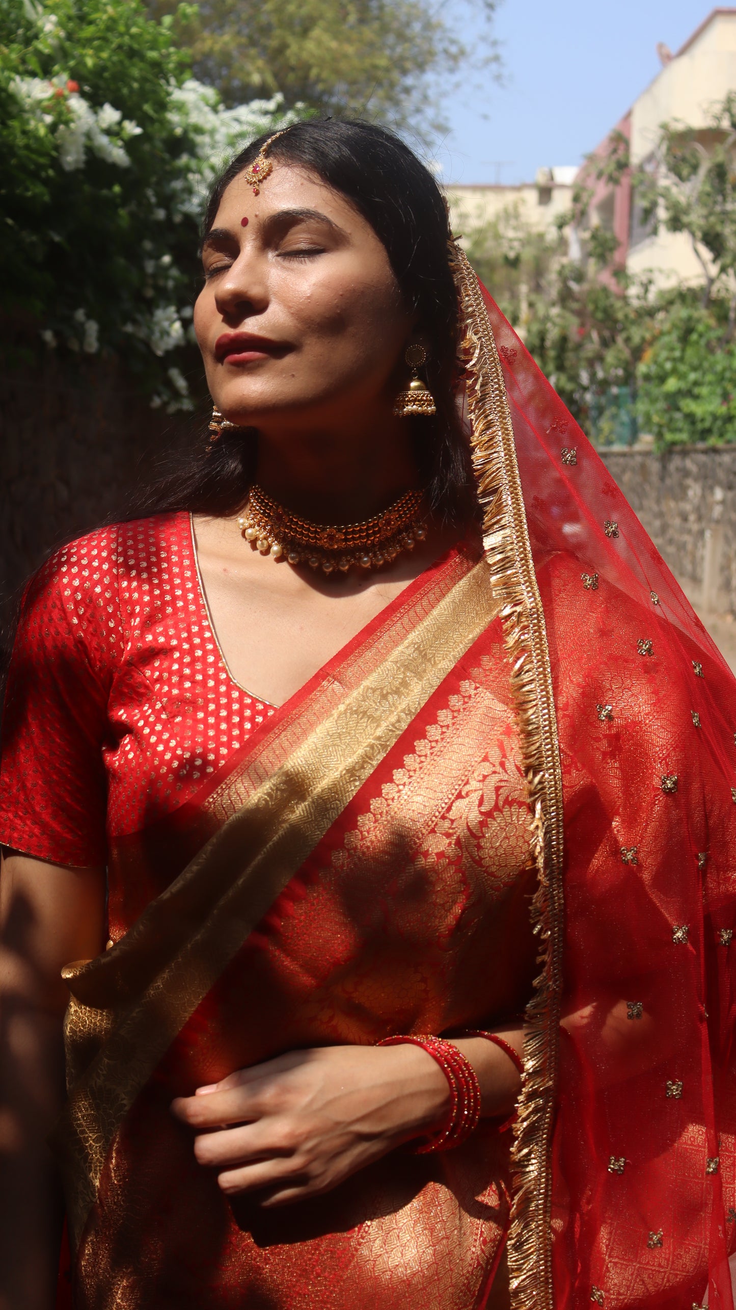 The Gold Tissue Wedding Collection styled with accessories, illustrating its versatility for weddings and special occasions.