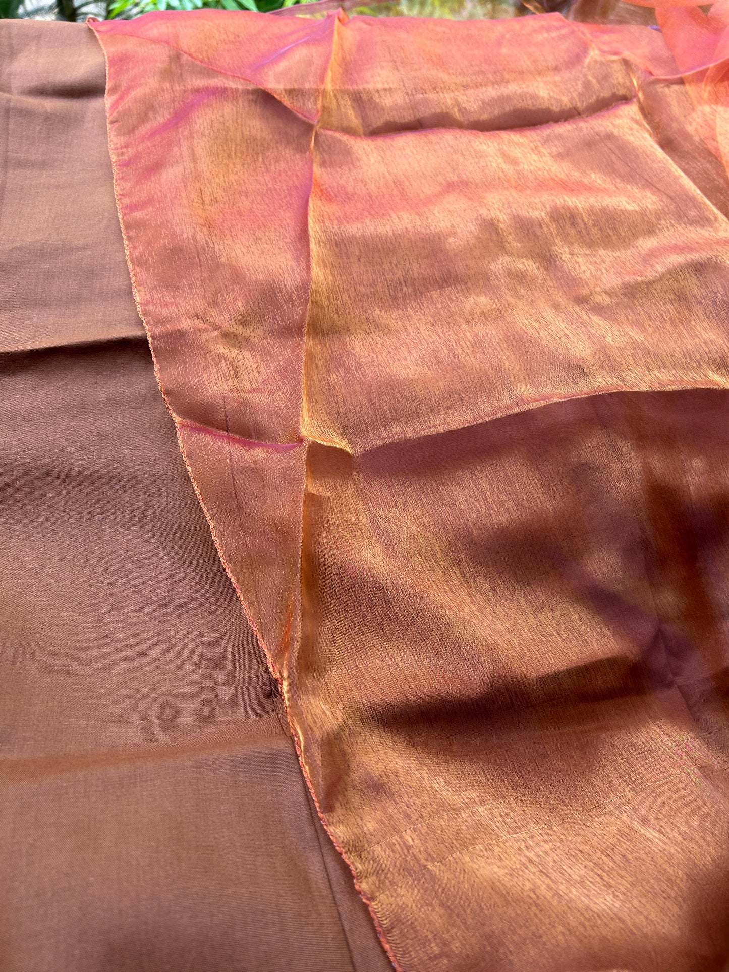 Showcasing The Perfect Brown Honey Petticoat Inskirt worn under a saree, demonstrating its flattering fit.