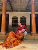 shimmer organza saree in sunlight by Label Anaira