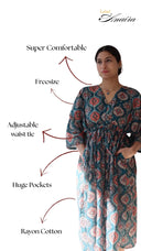 Free Size Dress with Pockets : Teal Talisman