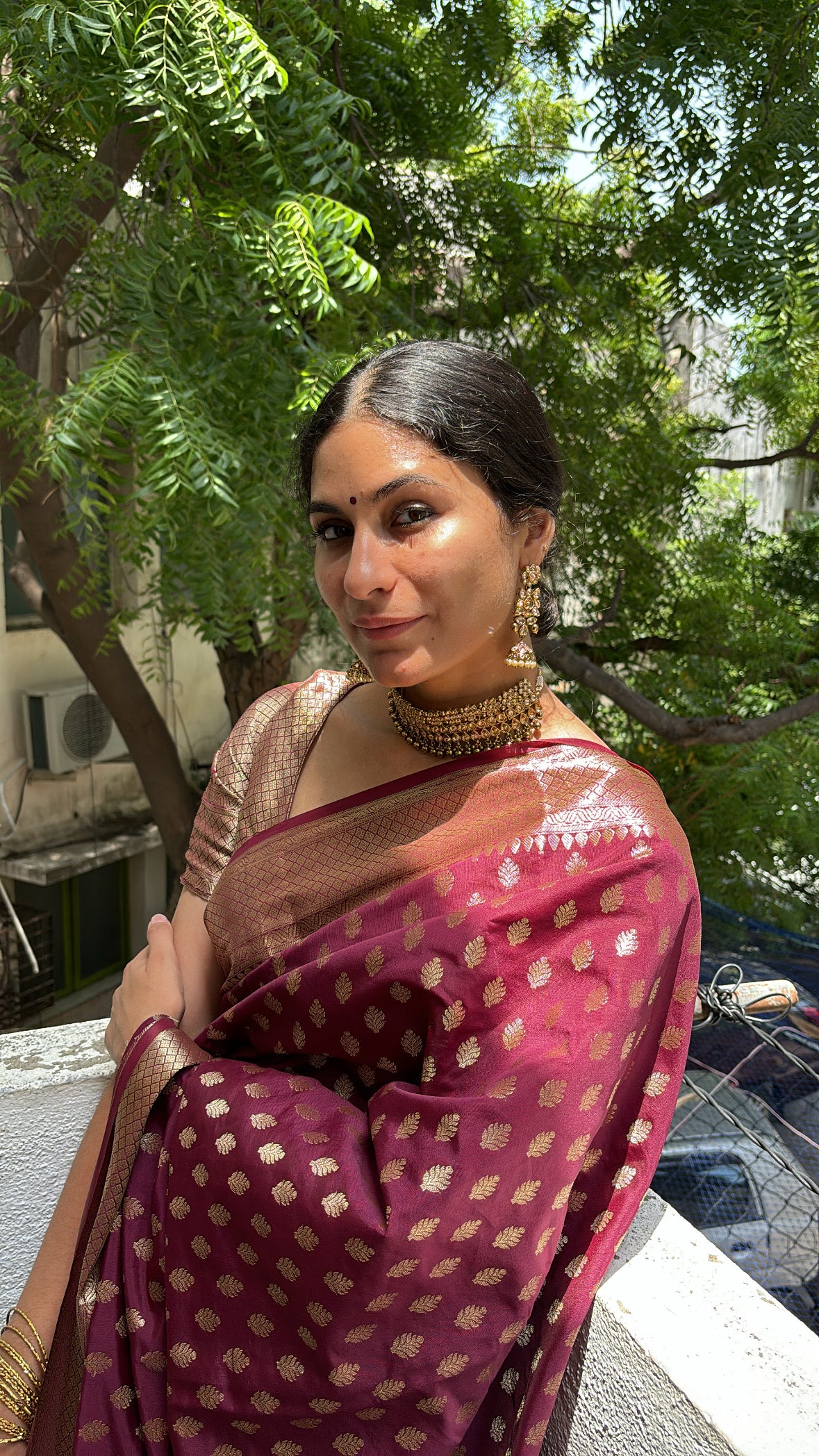 Classic Plum-Maroon Banarasi Saree