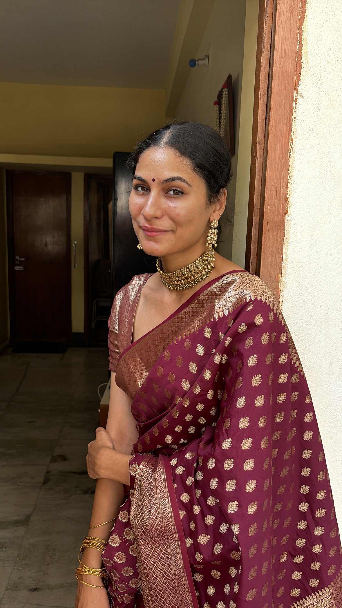 Classic Plum-Maroon Banarasi Saree