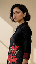 Black and Red co ord set side profile