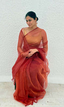 Woman wearing Bride's Delight Organza Saree against a white background 4