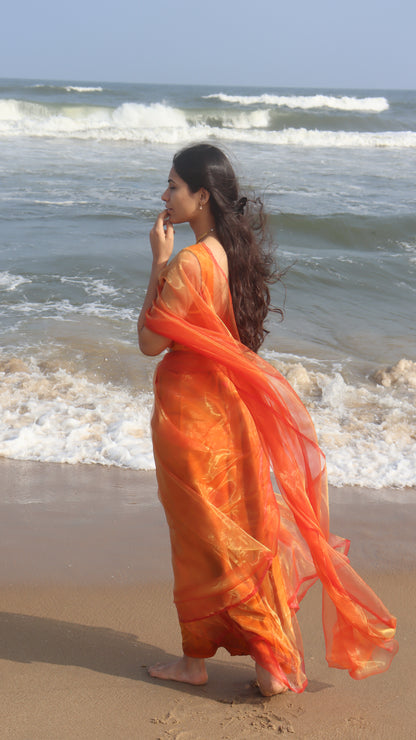  A model gracefully wearing the Pehli Kiran Love at First Sight outfit, demonstrating its elegant drape at a festive event.