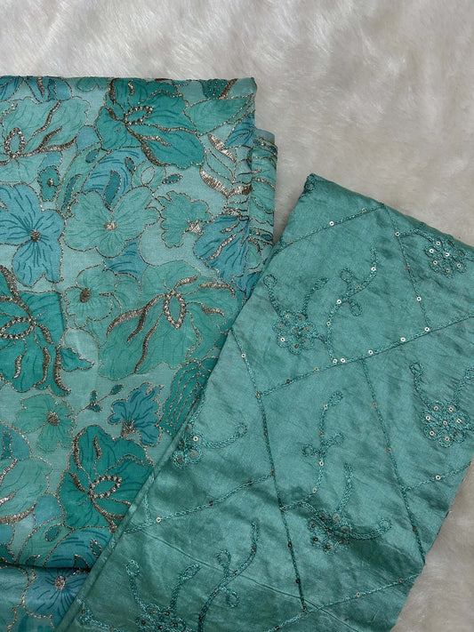 Fully Worked Unique Organza Unstitched Suit