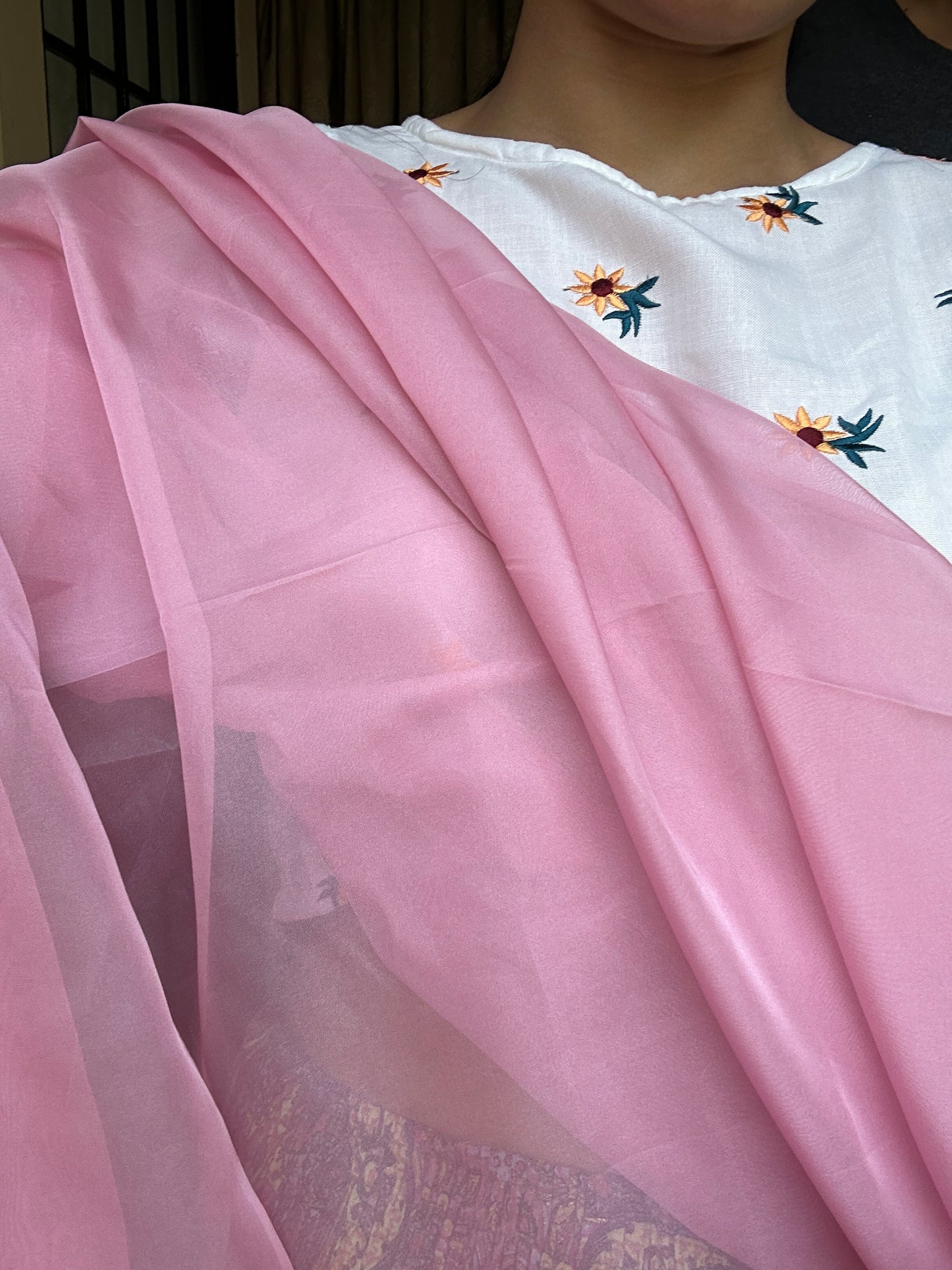 Blushy Blush -  Light Pink Organza Saree