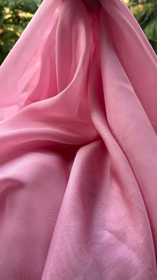 Blushy Blush -  Light Pink Organza Saree