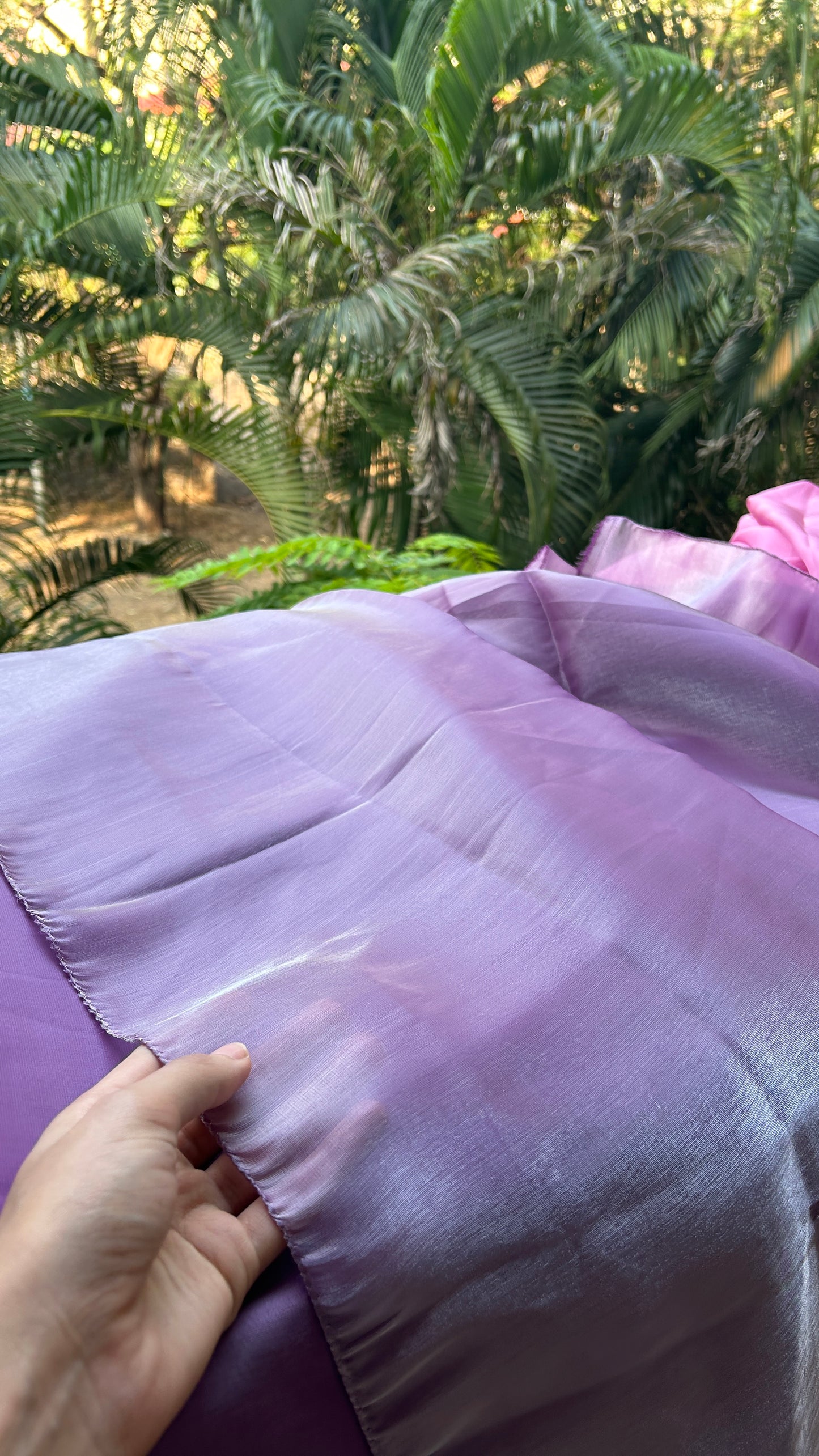 Lavender Silver -  Organza Saree