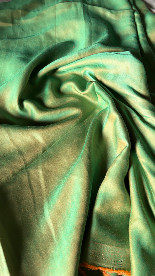 Reversible Saree - Teal Green & Mango Yellow