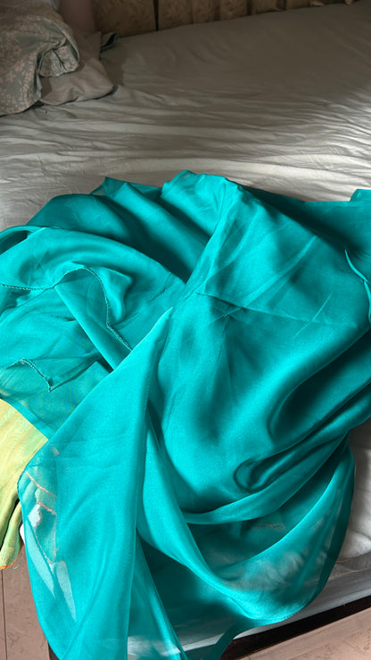 A bright Sky (Blue)- Organza Saree - Label Anaira