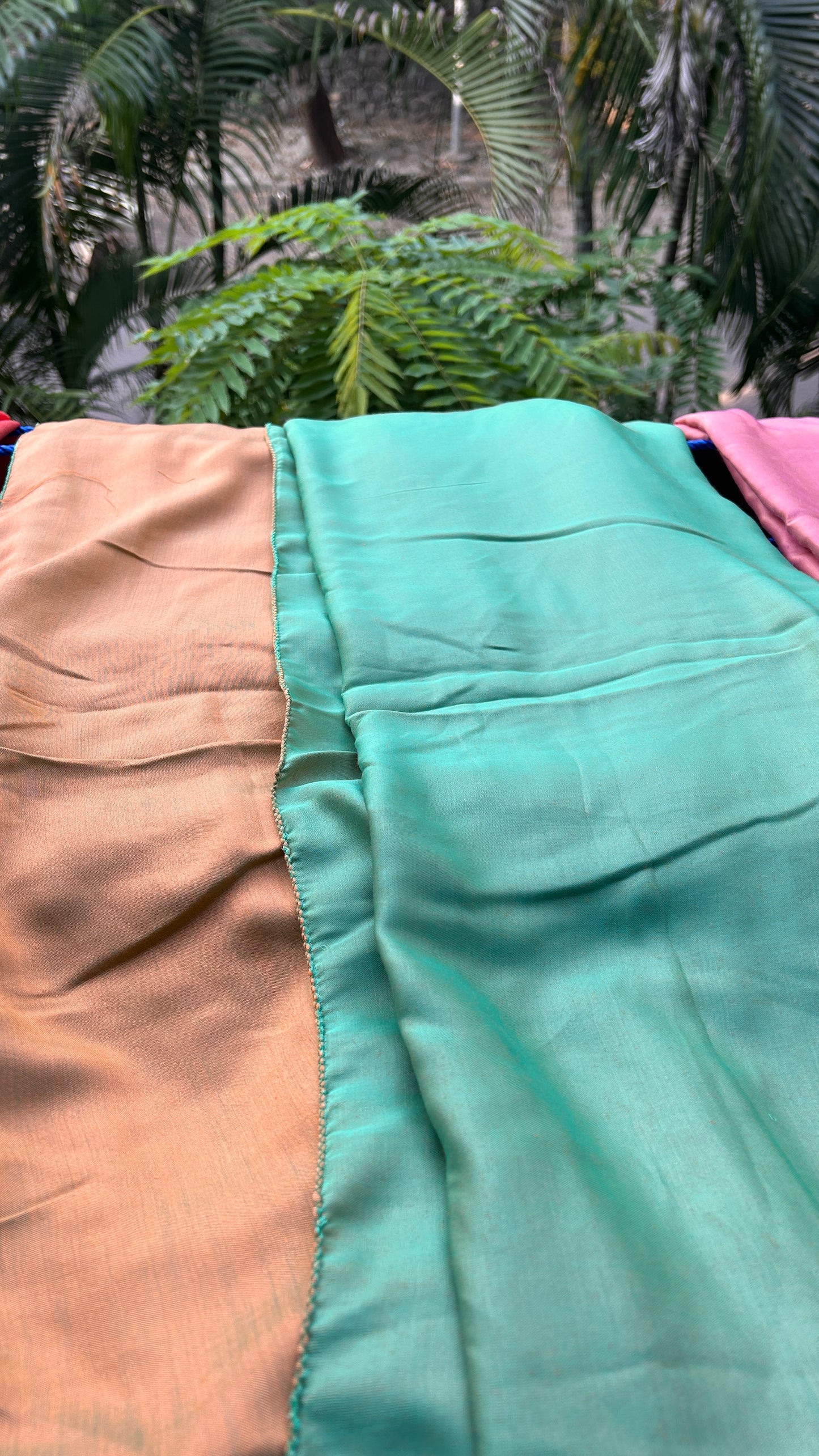 Reversible Saree - Teal Green & Mango Yellow