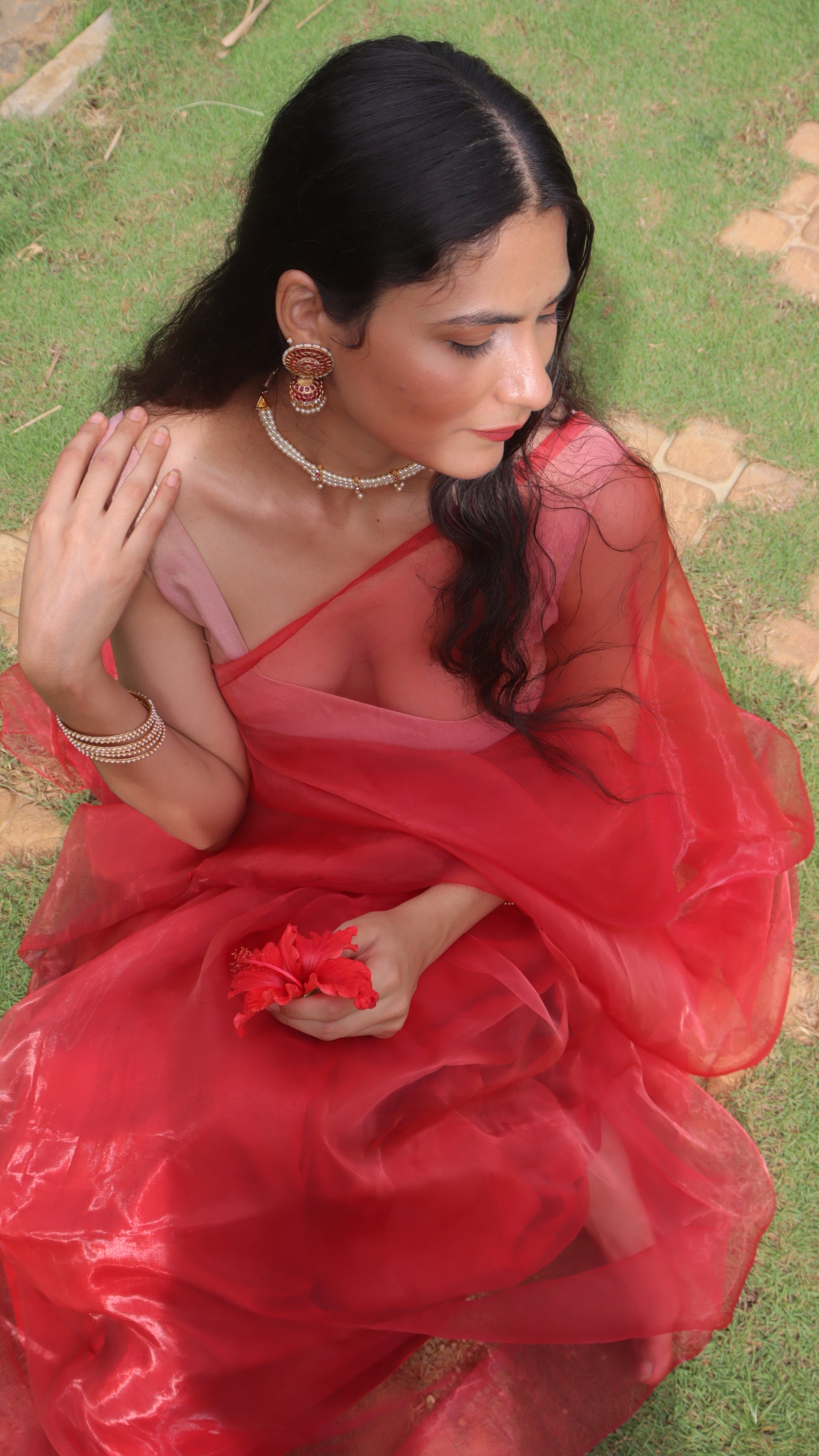 Fairy Pink Organza Saree