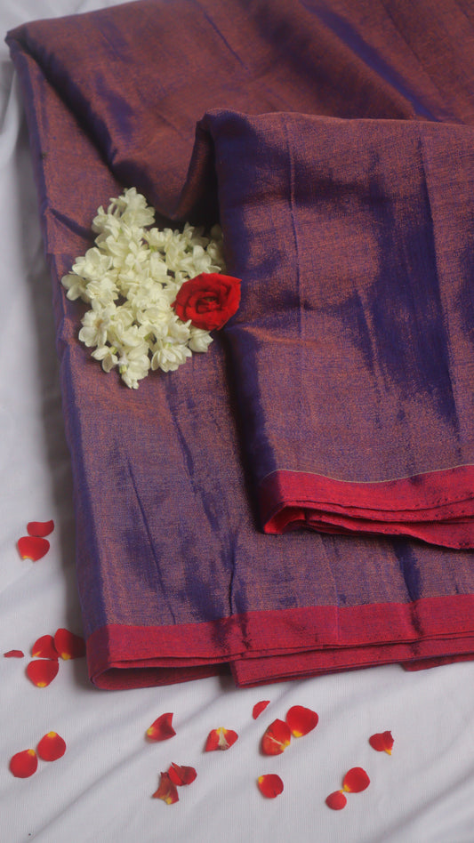 Purple - Pink Cotton Tissue Saree