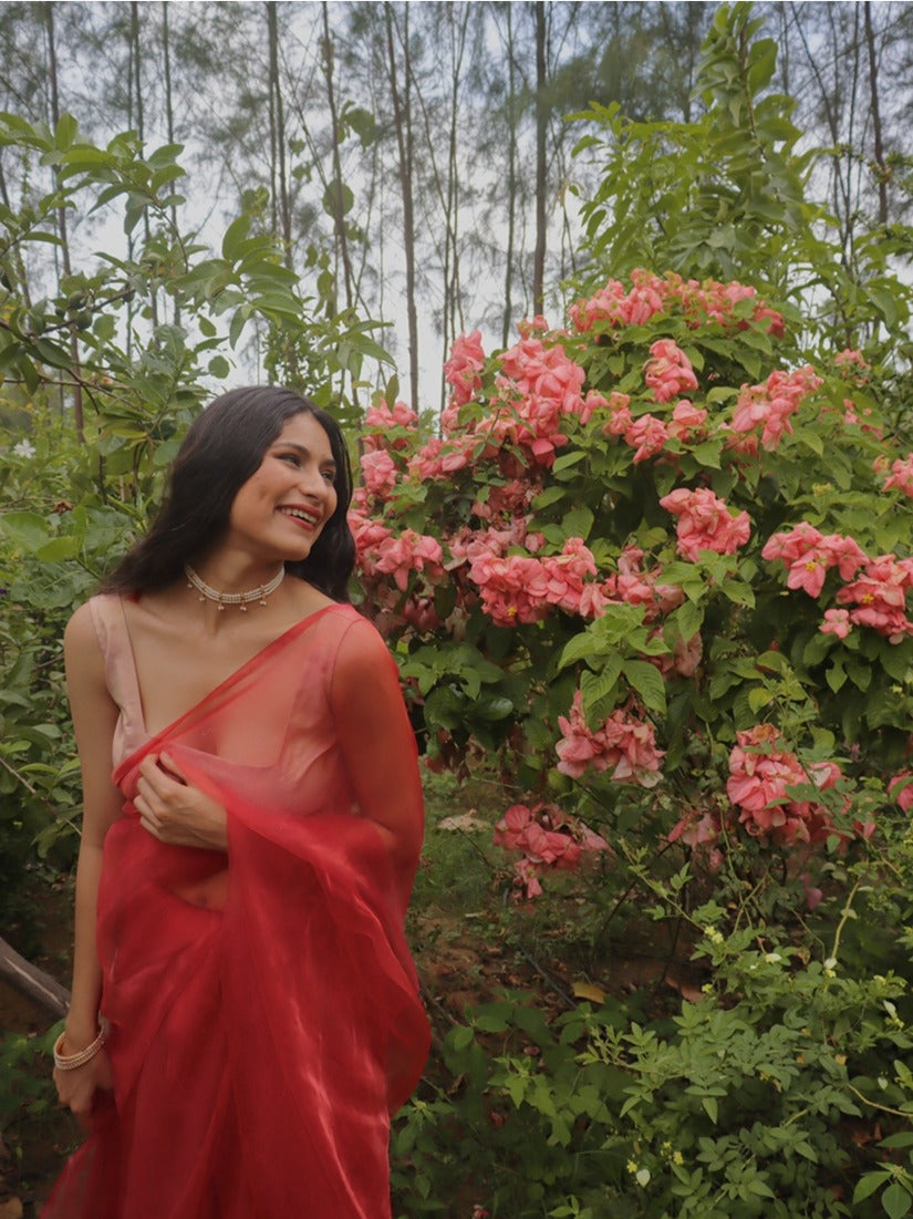 Fairy Pink Organza Saree