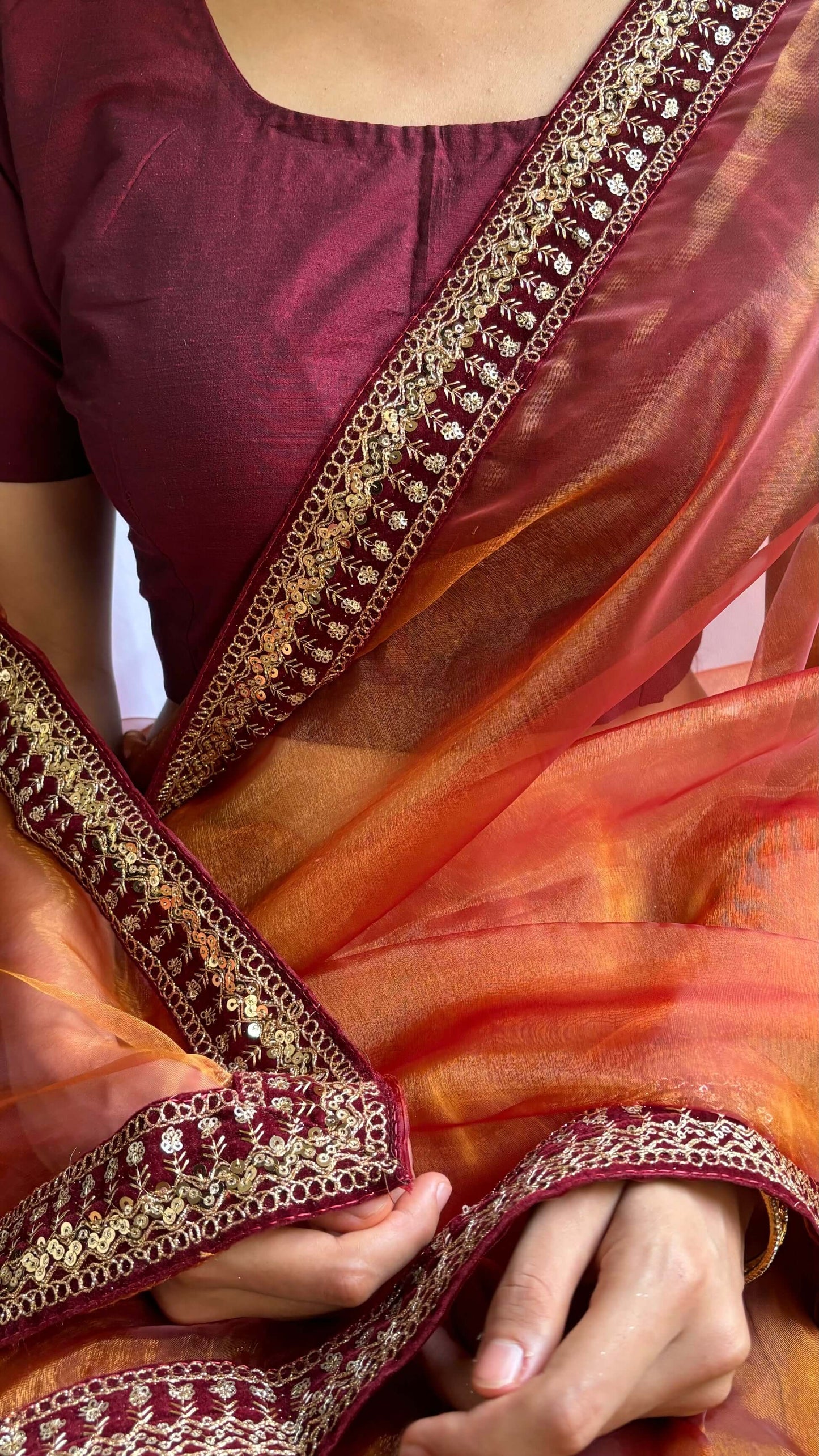 Sari Crimson Gold Delight