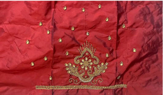 Red Rose Aari Blouse Material