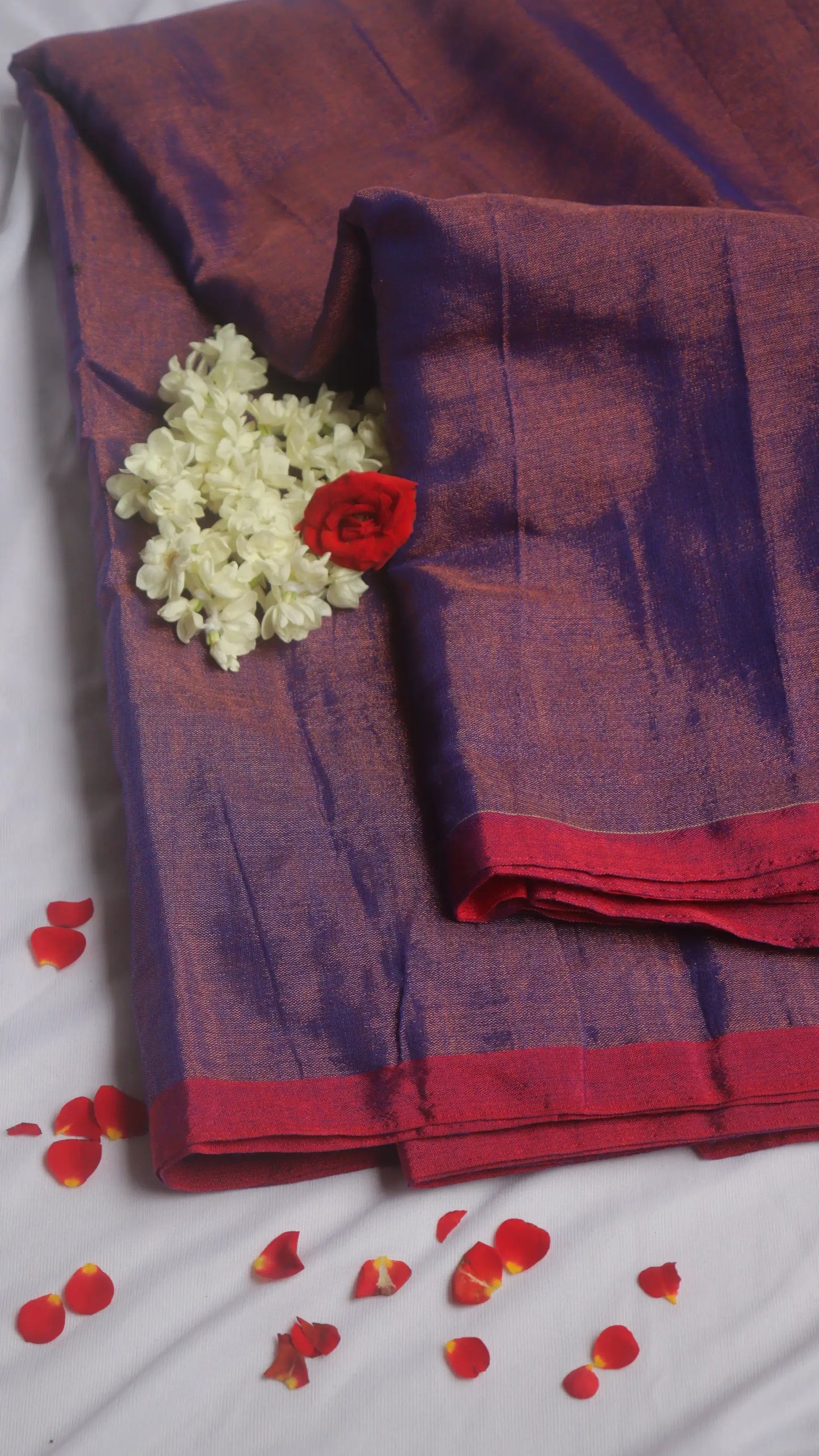 Sari en coton violet et rose