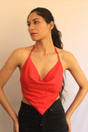 Reversible Satin Silk Cowl Neck red 1