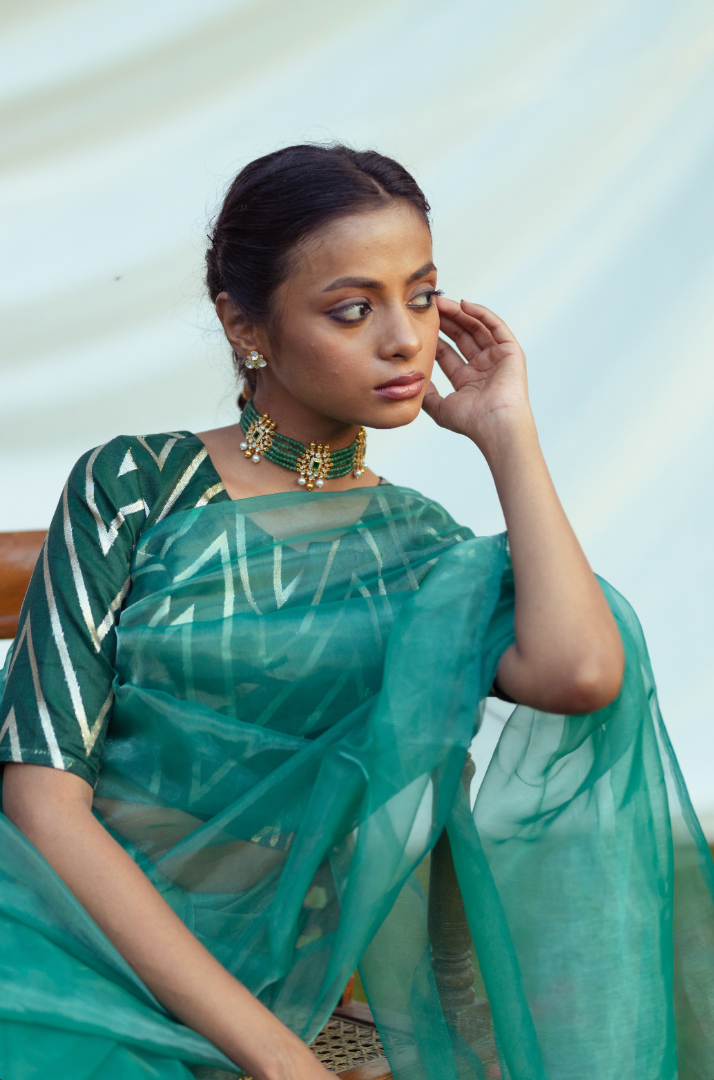 Teal Organza Saree