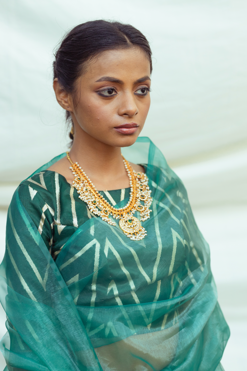 Teal Organza Saree