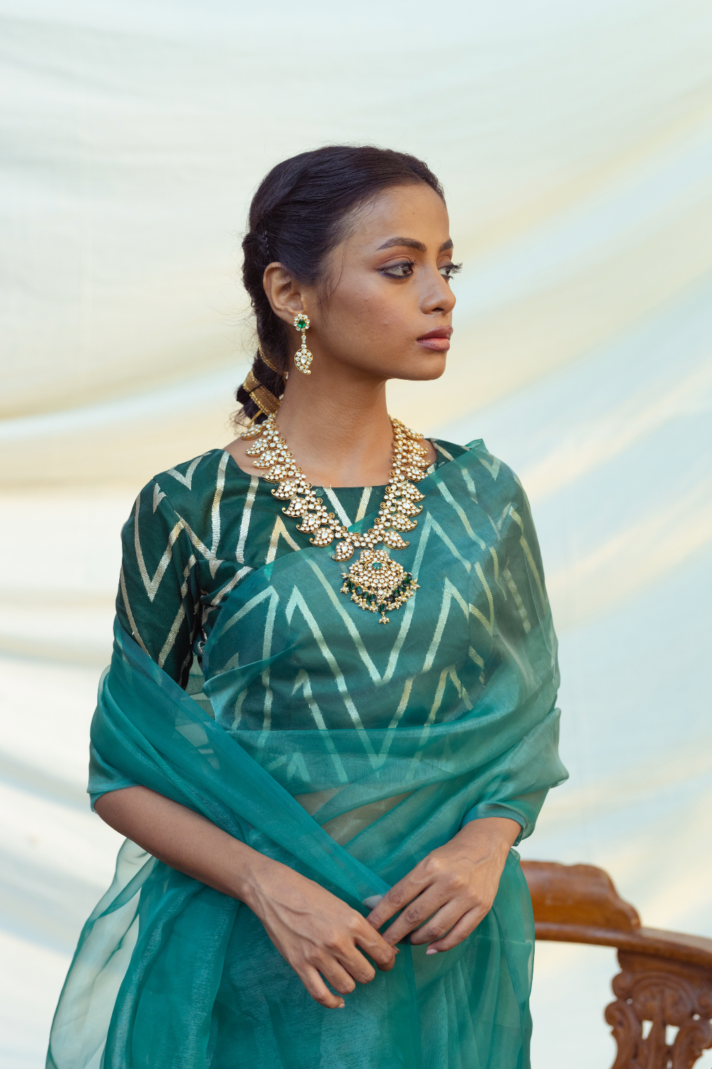 Teal Organza Saree