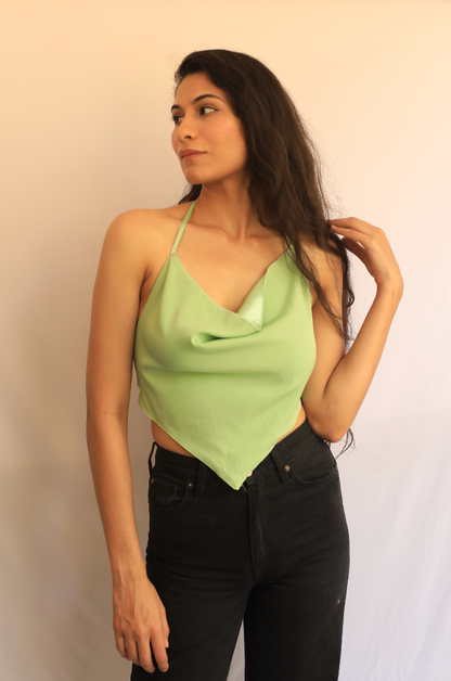 Reversible Satin Silk Cowl Neck - Label Anaira