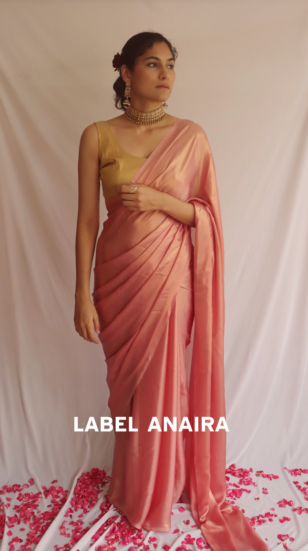 Rosy Pink Shimmer Saree