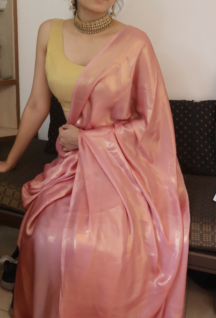 Rosy Pink Shimmer Saree