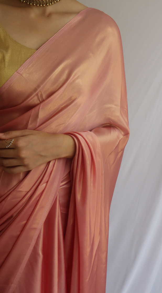 Rosy Pink Shimmer Saree