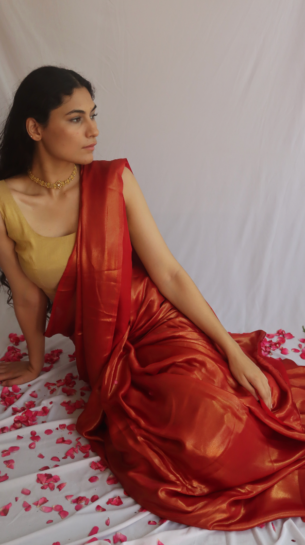 Ruby Sparkle Shimmer Saree