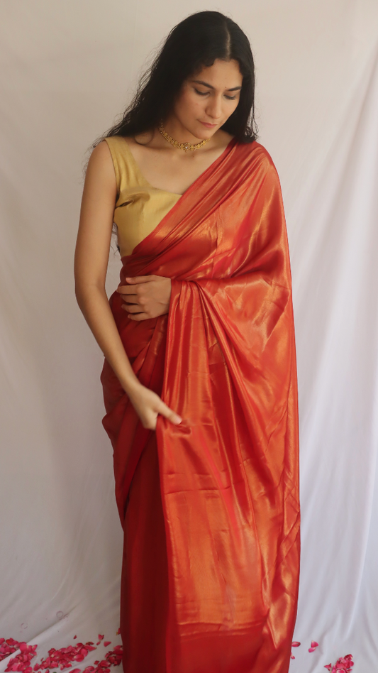 Ruby Sparkle Shimmer Saree