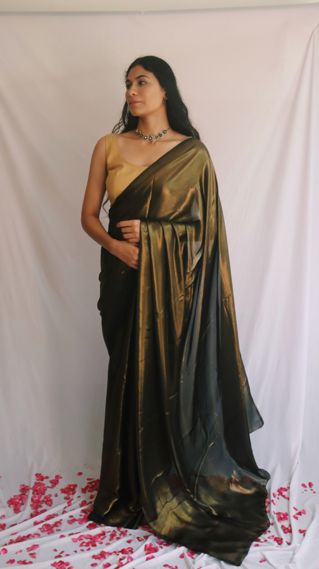 Molten Black Shimmer Saree