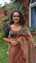 Sari semi-organza crème