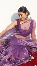 Lavender Organza Saree : Silver Surfer