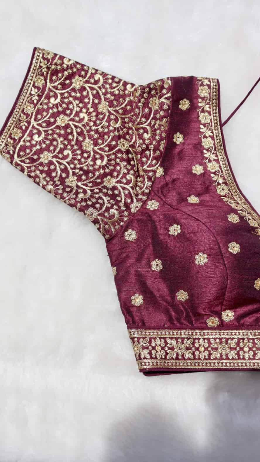 Tiefviolette Bluse mit Zari-Arbeit – Raat Ki Rani