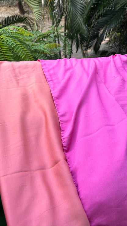 Elegant Shades of Pink Reversible Saree displayed beautifully, showcasing its vibrant colors and luxurious fabric