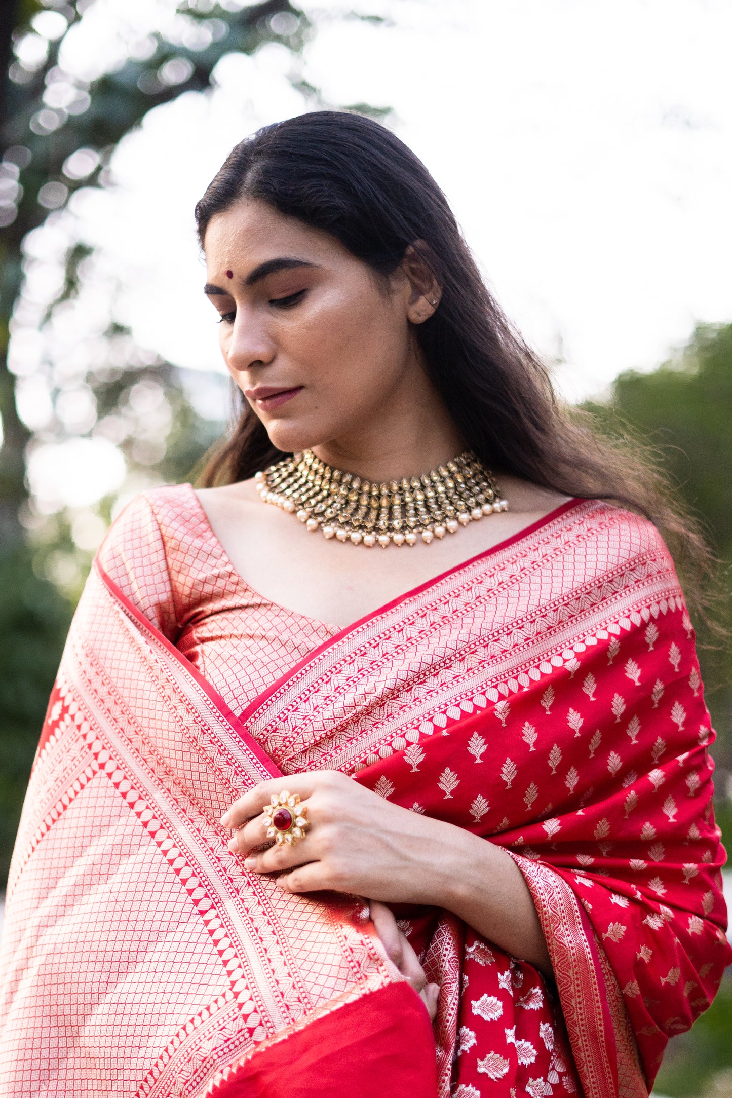 Classic Red Banarasi Saree