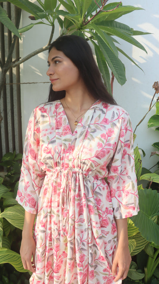  Elegant Summer Breeze Free Size Dress displayed, showcasing its flowy design and vibrant colors perfect for summer outings.