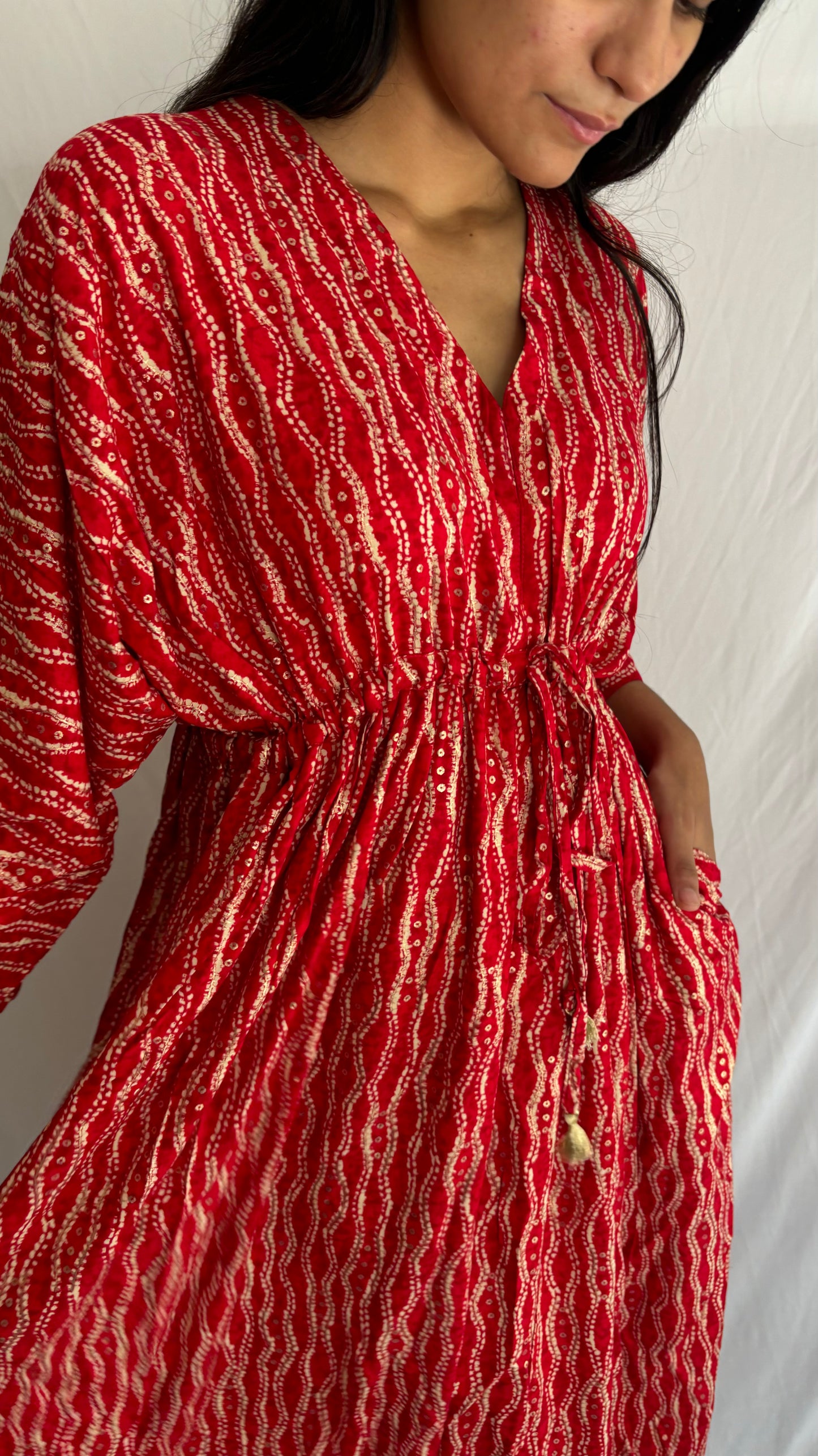 Wavy Elegance : Free Size Dress With Pockets - Label Anaira