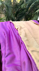 Yellow and Purple Reversible Saree side by side