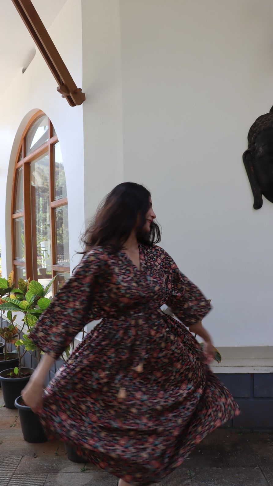 Free flowing Floral rayon free size dress with pockets for women